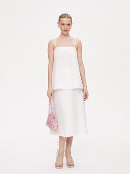 Льняной топ на бретелях 422.010407/Белый - Seven senses фото 3