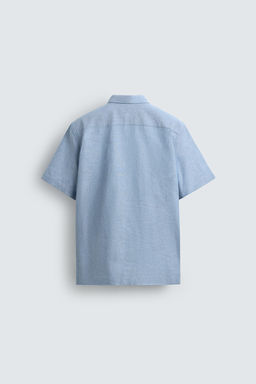 CAMISA ESTRUCTURA LINO - ALGOD?N / Celeste lavado - Zara фото 9