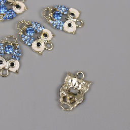 Цена за 5 шт. Подвеска из металла «Сова» со стразами, золото 2.1×3×0.4 см