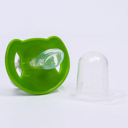 Соска - пустышка ортодонтическая, силикон, +6 мес., с колпачком Лягушка, цвет зелёный - Крошка я фото 3