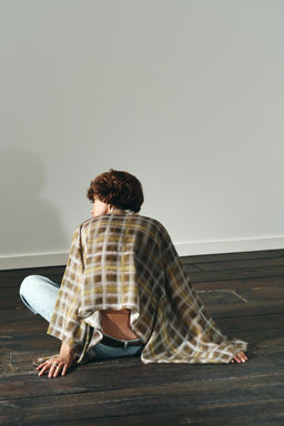 CHECK SCARF CAPE