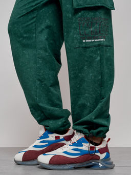 Широкие спортивные брюки трикотажные мужские зеленого цвета 12932Z - Mtforce фото 16