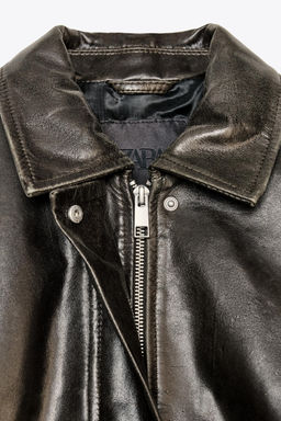 100% LEATHER BOMBER JACKET ZW COLLECTION LIMITED EDITION - Zara фото 11