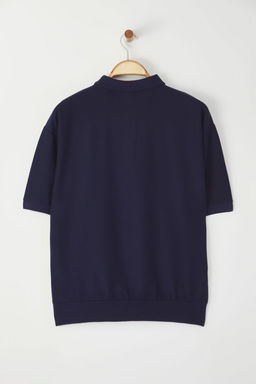 TRENDYOL MAN Lacivert Oversize/Genis Kesim Dokulu Polo Yaka T-shirt TMNSS25PO00003 - Trendyolmilla фото 17