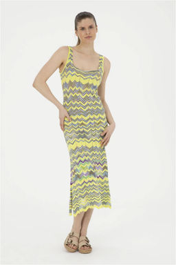 Женское трикотажное платье фисташкового цвета с круглым вырезом Неожиданная скидка в корзине - U.s. polo assn фото 2