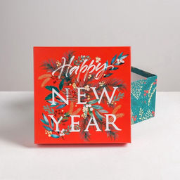 Коробки подарочные новогодние набор 6 в1 Happy new year, 10×10×6 - 20×20×11 см
