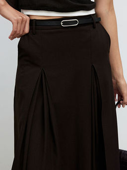 Beli Kemerli Pileli Etek