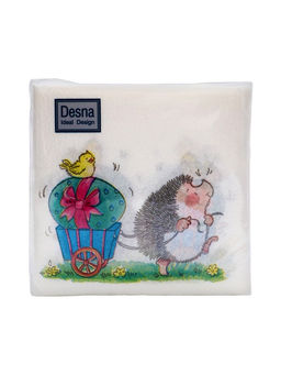 Цена за 4 шт. Салфетки бумажные пасхальные Веселый ёжик, 1 слой, 24?24 см, 40 шт.