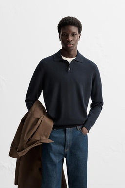 MERINO WOOL KNIT POLO SHIRT - Zara фото 2