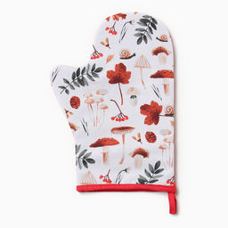 Варежка-прихватка Доляна Грибы 20х28 см, 35% хл, 65% пэ, ватин 250 г/м2  фото 2