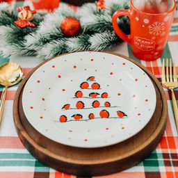 Тарелка плоская новогодняя «Снегири», d=20 см