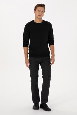Erkek Siyah Relax Fit Jean Pantolon