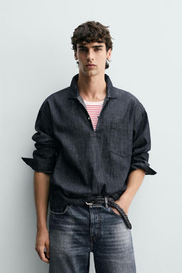 CAMISA POLO RELAXED FIT DENIM / ?ndigo - Zara фото 2