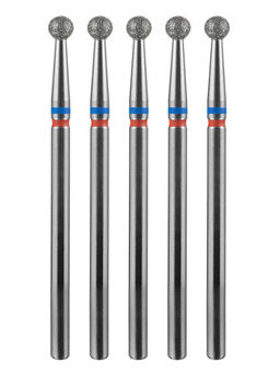 Manita Professional Фреза алмазная шар для аппаратного маникюра 866.104.001.031.035 ФАШ-3,5MC, сине-красные насечки, o 3,5 мм, 5 шт.