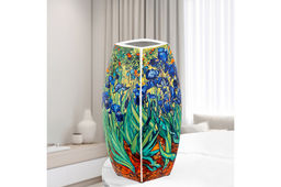 Ваза 1,5 л 11*11*21 см Ирисы квадрат, NEW BONE CHINA