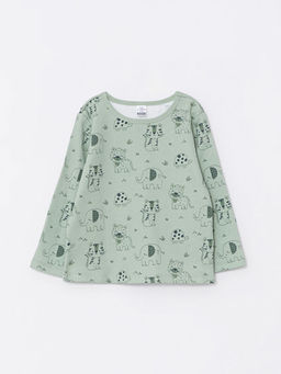 Bisiklet Yaka Uzun Kollu Bask?l? Pamuklu Erkek Bebek Pijama Tak?m - Waikiki фото 2