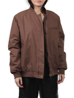 H24-608 BROWN Куртка бомбер демисезонная женская (100 гр. синтепон) - Fashion фото 6