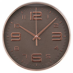 Часы настенные Элизиум д19,4см, h4см, мягкий ход, циферблат коричневый; цифры арабские, розовое золото; корпус пластик, розовое золото; в коробке (Китай)