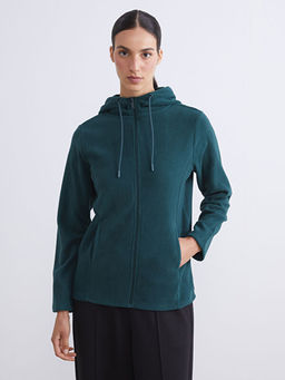 Kap??onlu Polar Kad?n Fermuarl? Sweatshirt
