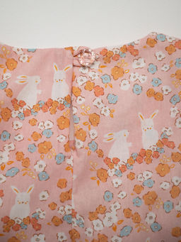 Платье из хлопкового поплина зайчики в цветах, розовый - Lesi kids фото 7
