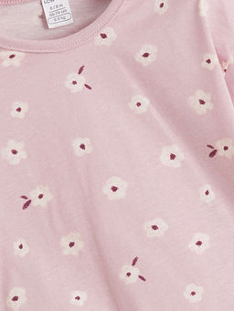 Bisiklet Yaka ?i?ekli K?z Bebek Pijama Tak?m?