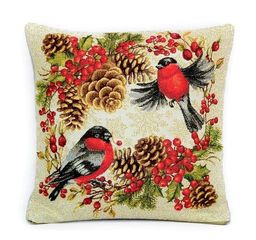 Снегири-гобеленовая наволочка 32х32 см - Гобеленглавснаб фото 2