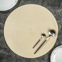 Салфетка для сервировки (мат на стол) 38см, круглая, кремовая, Y6-2545 (326273) /DANIKS/  фото 2