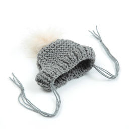 Шапка вязаная для собак, с помпоном, XS-S (объем головы 22 см, высота 7,5 см), микс - Пижон фото 4