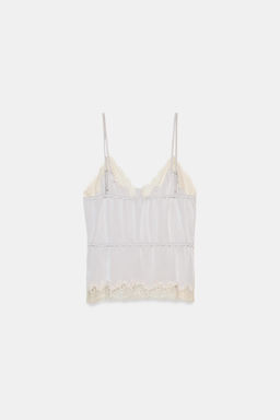 TOP SATINADO ENCAJE / Gris perla - Zara фото 7