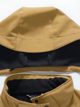 Ветровка женская софтшелл виндстоппер с капюшоном спортивная горчичного цвета 9616_1G