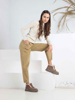 Ботинки 307.от11br. коричневый капучино замша/Шерсть