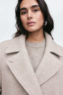Abrigo en mezcla de lana con cinturon de anudar - H&m фото 3