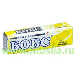 Бобс "Медово-лимонные" с витамином "С" леденцы от кашля - БАД, 35 г, 10 шт.