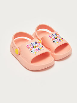 Bask?l? K?z Bebek Plaj Sandaleti