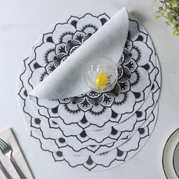 Набор салфеток сервировочных Доляна Мандалы, 4 шт, d=38 см, цвет белый  фото 4