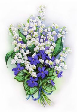 Набор для вышивания PANNA Живая картина JK-2010 Букет ландышей и фиалок 20 х 27 см