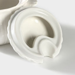 Сахарница с ложкой на бамбуковой подставке BellaTenero Тюльпан, 350 мл, фарфор, белая  фото 3