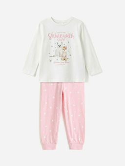 Bisiklet Yaka Bask?l? K?z Bebek Pijama Tak?m