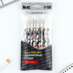 Цена за 10 шт. Ручка шариковая синяя паста 0.5 мм с колпачком «Котики» пластик