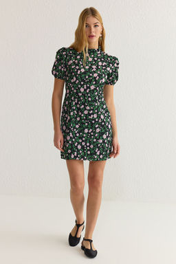 TRENDYOLMILLA Cok Renkli A Kesim Dik Yaka Cicek Desenli Super Mini Astarl? Dokuma Elbise TWOSS21EL2880 фото 2