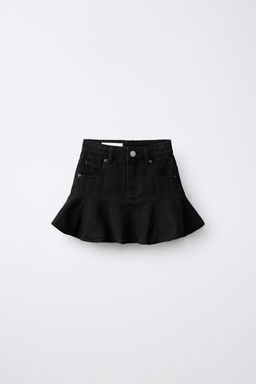 FALDA DENIM VOLANTES / Negro