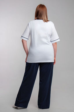 Арт. 10102 Пижама с брюками 44-54 (6 шт) Цвет:верх-белый,низ-темно-синий