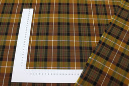 Фуле Клетка цв.шоколад/золотистый хаки, ш.1.45м, хлопок-100%, 130гр/м.кв - Купава фото 3