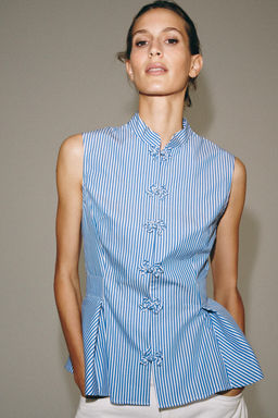 CAMISA PEPLUM RAYAS / Azul / Blanco - Zara фото 2