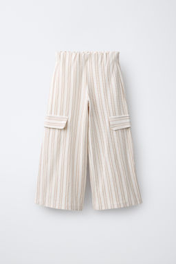 PANTAL?N WIDE LEG CARGO RAYAS / Crudo