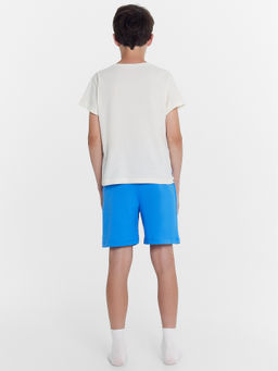 Комплект для мальчиков (футболка, шорты) молочно-голубой с печатью - Mark formelle фото 3