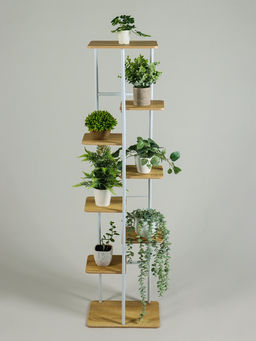 Подставка для цветов Greengo, 8 полок, 36×23×136 см, напольная, каркас металл, полки МДФ, белая