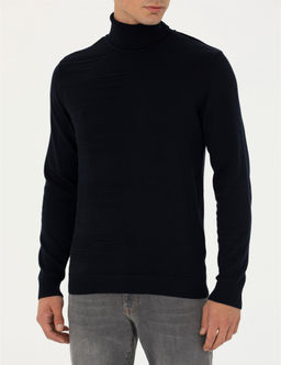 Lacivert Slim Fit Bal_k__ Yaka Triko Kazak - Pierre cardin фото 6
