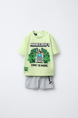 6-14 YEARS/ MINECRAFT MOJANG AB. T-SHIRT AND BERMUDA PYJAMAS
