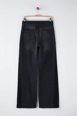 Ozel Koleksiyon Mavi Yuksek Bel Renk Bloklu Wide Leg Genis Paca Jeans TWOAW26JE00099 - Trendyolmilla фото 16